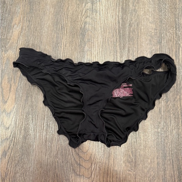 Victoria’s Secret Black Ruffle Bikini Bottoms Size Small - Picture 1 of 4